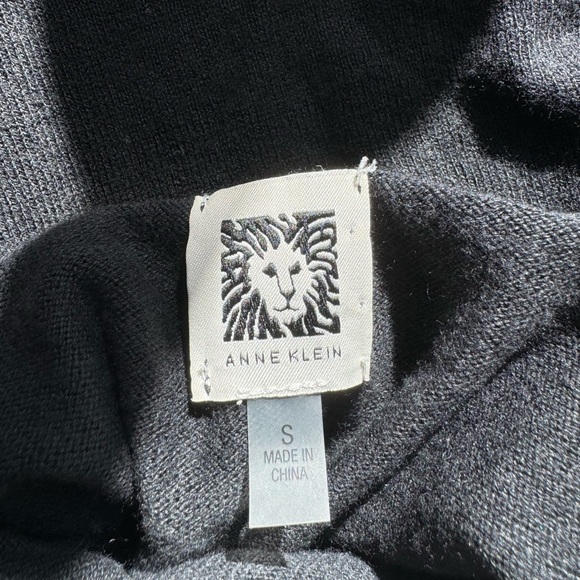 Anne Klein Black Mock Neck Sweater with Polka Dot Sheer Sleeves - Picture 6 of 6